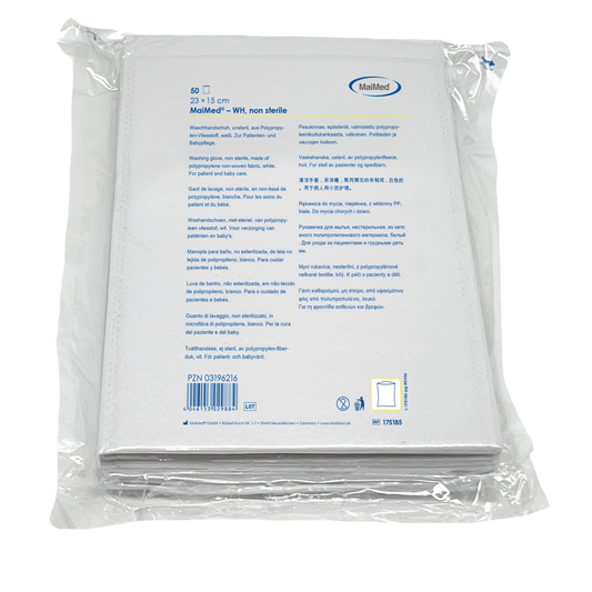 Luva de lavagem MaiMed, não estéril, feita de lã