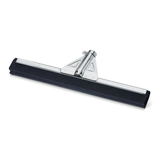 Der Nölle Profi Brush Wasserschieber Profi-Qualität von Nölle Profi Brush Bürsten- & Pinseltechnik e.K. verfügt über ein breites, schwarzes Gummiblatt und einen silbernen Metallrahmen für effiziente Wasserentfernung. Zum Aufstecken auf einen Stiel; Abbildung auf weißem Hintergrund.