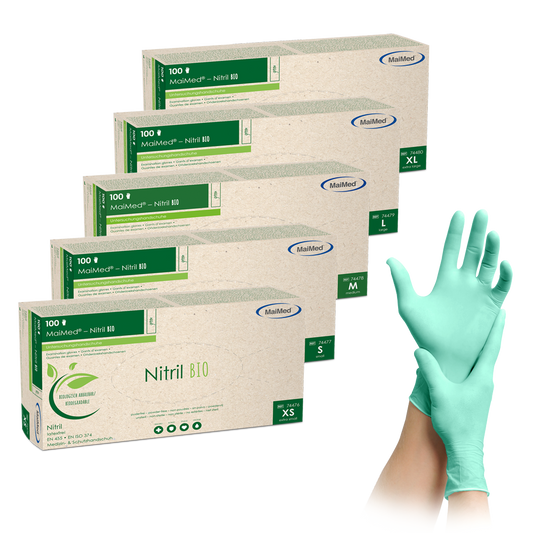 MaiMed-Nitrile BIO, não estéril, sem pó Luva de nitrila sem látex, verde, 100 peças/caixa