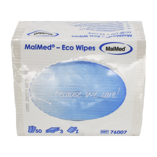MaiMed- Eco Wipes - pano de limpeza e cuidado, tecido reciclado 28x33cm, branco natural, 3 camadas, 50 unidades/pacote | Pacote (50 peças)