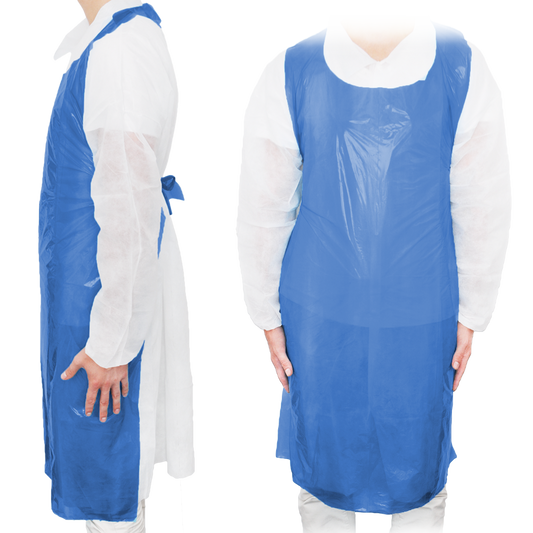 MaiMed-Apron Light PE, avental de PE 75x120cm azul, 100 unidades/pacote, bloqueado, superfície lisa | Pacote (100 peças)