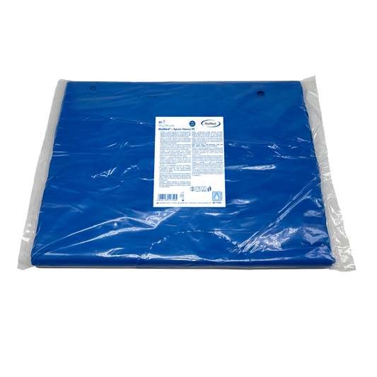 MaiMed-Apron Heavy PE, avental de PE 75x125cm azul, 50 unidades/pacote, bloqueado, superfície lisa | Pacote (50 peças)