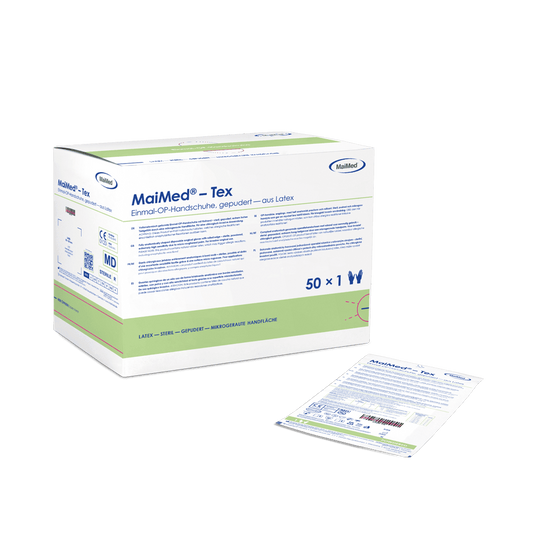 Luvas cirúrgicas de látex estéreis MaiMed-Tex levemente em pó 50 pares/caixa