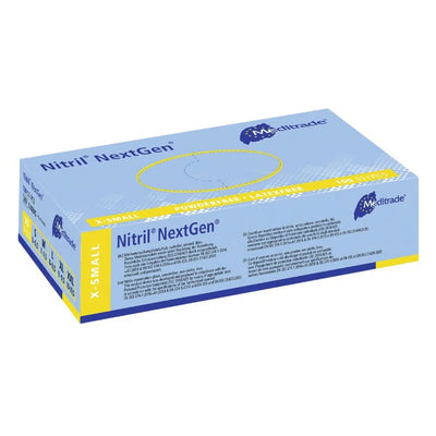 Luvas de nitril de meditrila NextGen® EN 455, pó -sem, azul, 100 peças.
