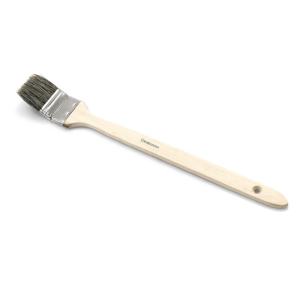 O pincel para radiadores da indústria Nölle Profi Brush possui um cabo de madeira longo e claro com um orifício para pendurar, virola de metal branca e cerdas chinesas cinzas. Novo e não utilizado da Nölle Profi Brush Bürsten- & Pinseltechnik e.K.