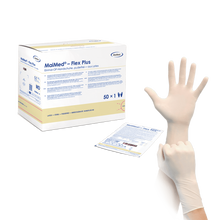 Luvas cirúrgicas de látex sem pó MaiMed-Flex Plus PF estéreis, 50 pares/caixa
