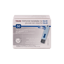 Tiras de teste para Beurer GL 40 mg/dl, em embalagem de 50 unidades