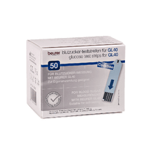 Tiras de teste para Beurer GL 40 mg/dl, em embalagem de 50 unidades