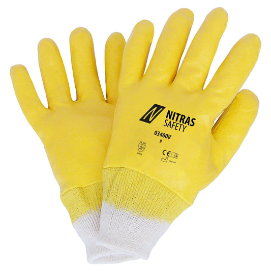 Luvas de nitrilo NITRAS, cor natural / amarela