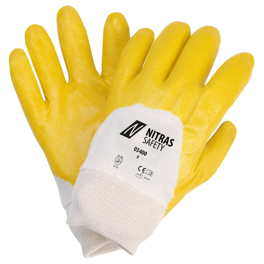 Luvas de nitrilo NITRAS, cor natural / amarela