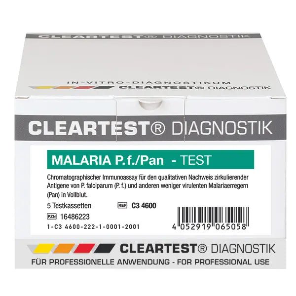 Cleartest Malaria P.f./Pan Pack: 5 cassetes de teste | Pacote (5 testes)