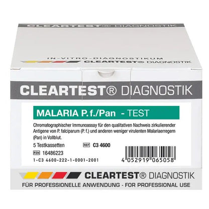 Cleartest Malaria P.f./Pan Pack: 5 cassetes de teste | Pacote (5 testes)