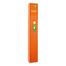 Armário vertical com maca de primeiros socorros, cor laranja