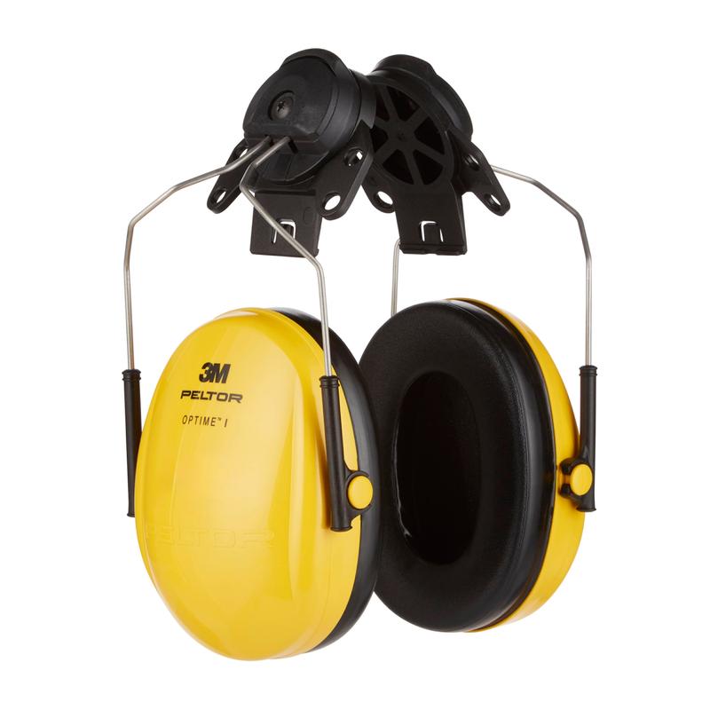O protetor auditivo com cápsula 3M™ PELTOR™ Optime™ I para capacete H510P3E da 3M Deutschland GmbH em amarelo oferece proteção auditiva ideal com valor SNR 26 dB e pode ser fixado ao capacete de proteção. A embalagem contém 1 unidade.