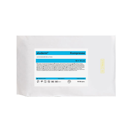 Compressas aluderm® – 50 unidades em saco esterilizado, 10 x 10 cm