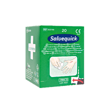 Toalhitas de limpeza para feridas Salvequick – Caixa com 20 unidades; Embalagem de cartão com 20 unidades