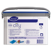 O Suma Dify MA1 ecológico com tampa azul da Diversey Deutschland (60 sacos, 4,2 kg) é um detergente tudo-em-um para máquinas de tanque único comerciais, ideal para cozinhas industriais. Rotulagem multilíngue; entrega em copo com pega.
