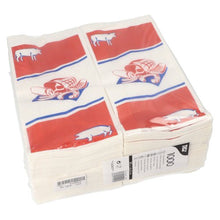 Uma embalagem com 1.000 sacos de papel kraft para carne PAPSTAR GmbH (28x14x6 cm), branco com motivo impresso, agrupados e selados - ideal como saco para talhos.