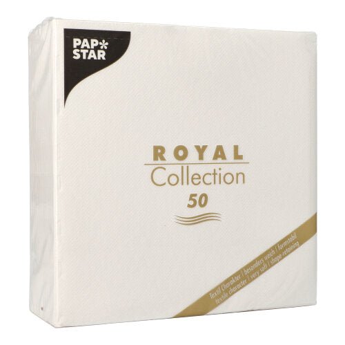 Os PAPSTAR 50 guardanapos "ROYAL Collection" 1/4-dobra, brancos, da PAPSTAR GmbH incluem 50 guardanapos de papel de alta qualidade no formato generoso de 40 x 40 cm.