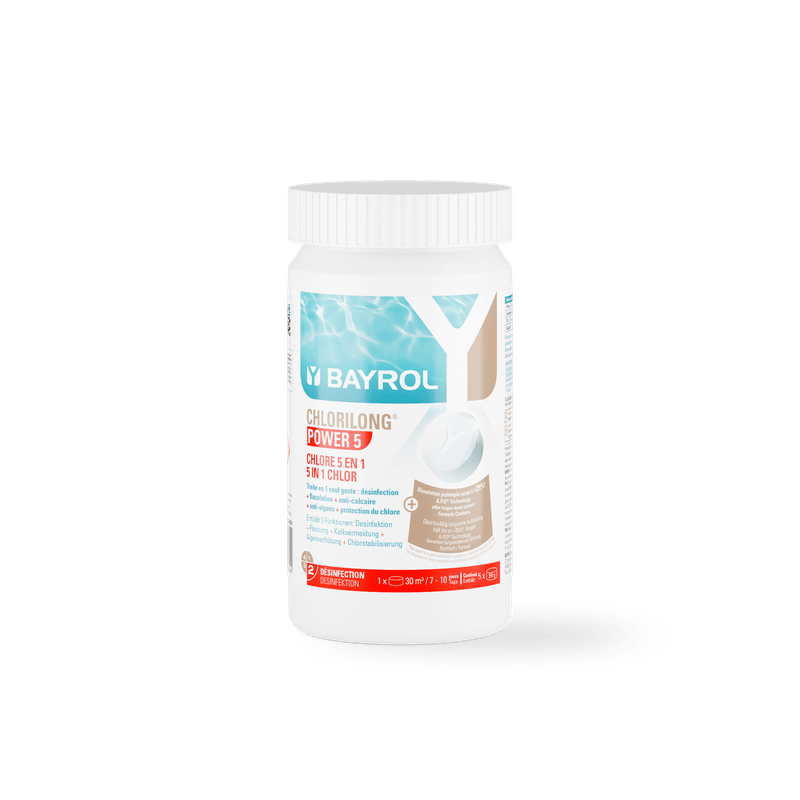 BAYROL Chlorilong® POWER5 Pastilhas de cloro de dissolução lenta com 5 funções
