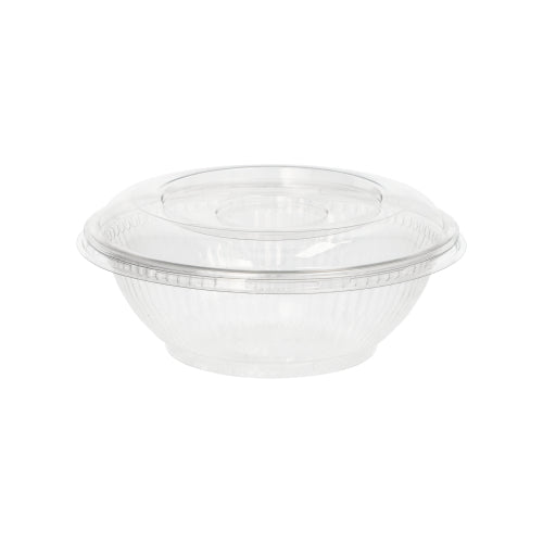 A tampa Starpak 50 Dom, R-PET redonda Ø 15,5 cm · 2,5 cm transparente | Película retrátil (50 unidades) é uma tampa redonda e transparente feita de PET reciclado - uma solução de embalagem ecológica e sustentável.