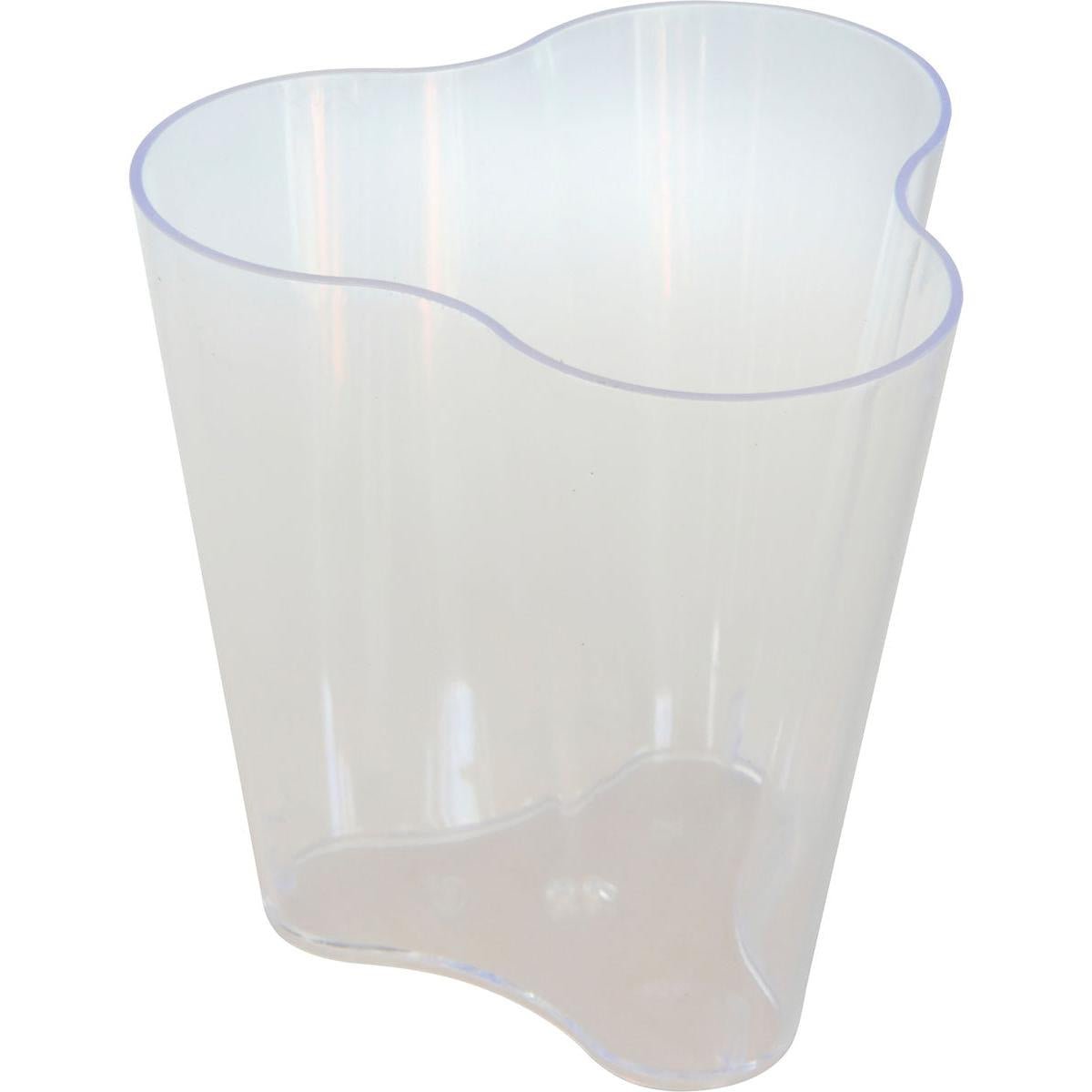 Um recipiente de plástico ondulado e claro da Duni GmbH, ideal para armazenar o Organic Puzzle, grande 64x64x68 cm - Design transparente | Embalagem (68 peças). O recipiente vazio é mostrado em um fundo branco simples.