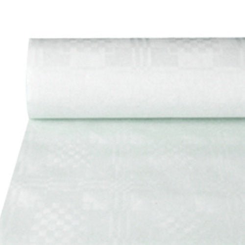 A toalha de papel com relevo adamascado PAPSTAR (50 m x 1 m, PAPSTAR GmbH) parece lisa e ligeiramente transparente – ideal para ocasiões festivas.