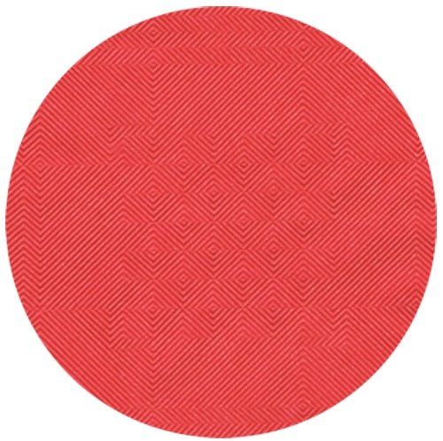 A toalha de papel com relevo adamascado (50 m x 1 m) da PAPSTAR GmbH possui uma superfície circular vermelha com um padrão geométrico texturizado adamascado – ideal para ocasiões festivas.