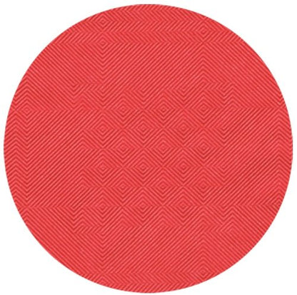 A toalha de papel com relevo adamascado (50 m x 1 m) da PAPSTAR GmbH possui uma superfície circular vermelha com um padrão geométrico texturizado adamascado – ideal para ocasiões festivas.