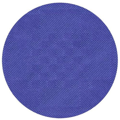 A toalha de papel com relevo adamascado (50 m x 1 m) da PAPSTAR GmbH é uma toalha de mesa redonda e violeta com um padrão geométrico de linhas diagonais e formas de losango, que criam um efeito de ilusão ótica estruturada.