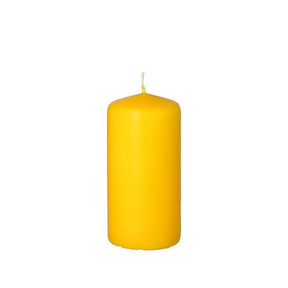A vela de pilar PAPSTAR Ø 50 mm, 100 mm da PAPSTAR GmbH, feita de cera de alta qualidade com pavio centralizado, é apresentada não acesa em fundo branco – perfeita como decoração.