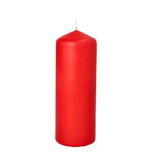 A PAPSTAR vela cilíndrica vermelha (Ø 60 mm, 165 mm, filme retrátil) da PAPSTAR GmbH está em pé sobre um fundo branco - ideal como vela decorativa para qualquer ambiente.