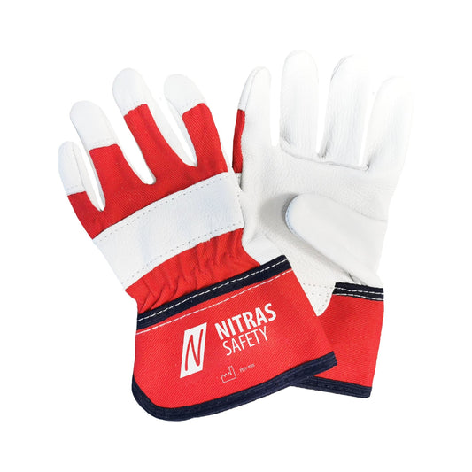 Luvas de couro NITRAS para crianças, vermelho / cinza