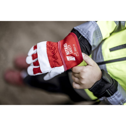 Luvas de couro NITRAS para crianças, vermelho / cinza