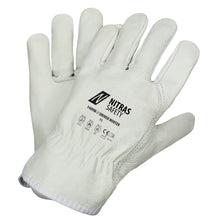 NITRAS DRIVER WINTER, luvas de couro de flor integral, cinza