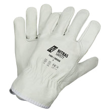 NITRAS DRIVER, luvas de couro de flor integral, cinza