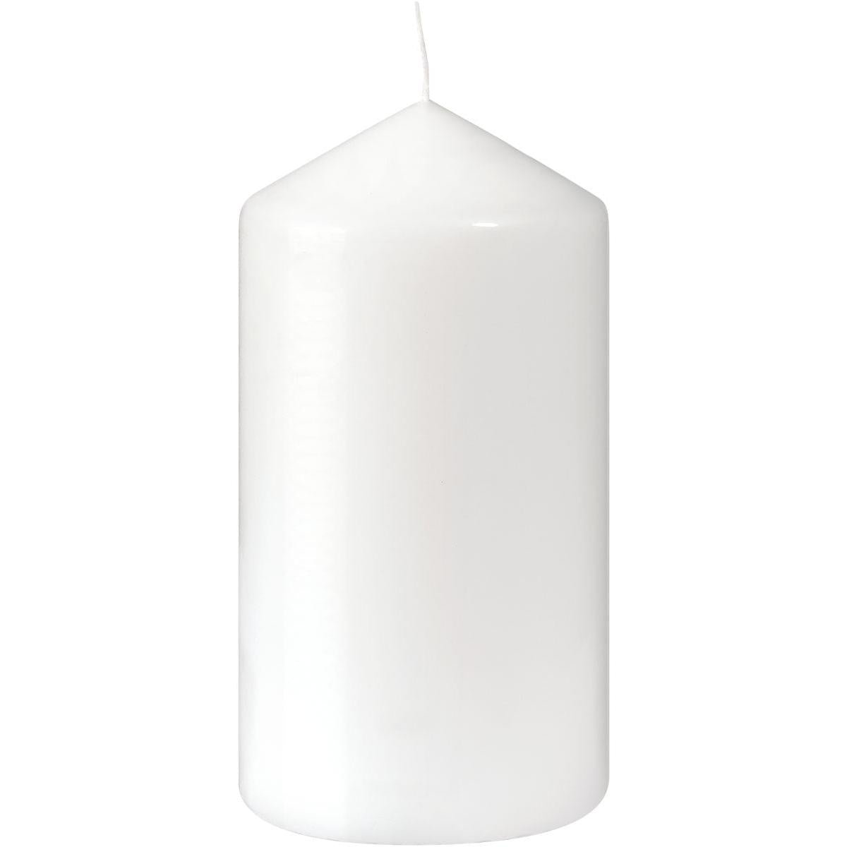 As velas cilíndricas da Duni GmbH (aprox. 60h, 150 x 80 mm) estão em pé com ponta afiada e pavio não queimado sobre fundo branco - ideal para longa duração de queima e elegância intemporal.