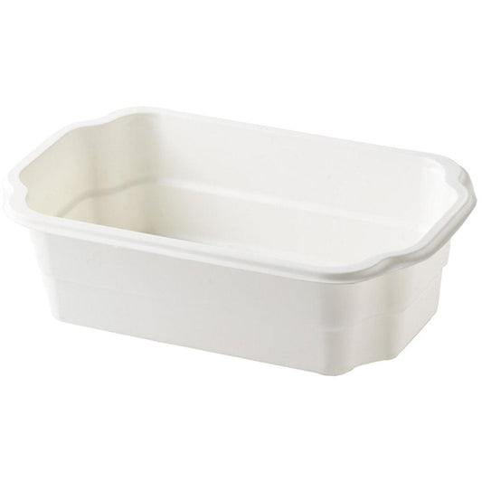 Die Duni GmbH PP-Schale Take-Away Weiß PP 250x159 ist ein rechteckiger, weißer Behälter mit leicht abgerundeten Kanten und flachem Boden, der abgewinkelt gezeigt wird, um das Innere und zwei Seiten zu zeigen - perfekt für den Einsatz als Take-Away-Verpackung.