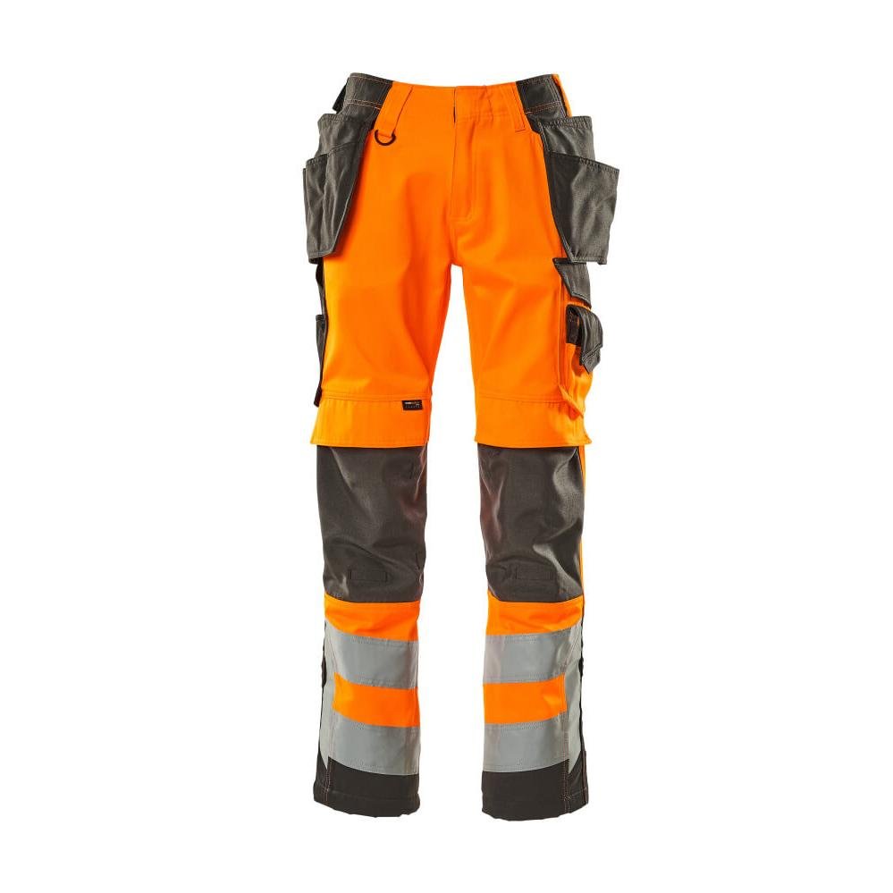 Calças artesãos MASCOT® Wigan, laranja de alta visibilidade/antracite escuro