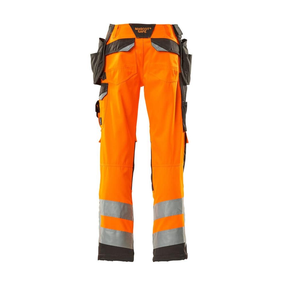 Calças artesãos MASCOT® Wigan, laranja de alta visibilidade/antracite escuro