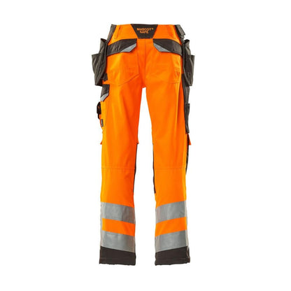 Calças artesãos MASCOT® Wigan, laranja de alta visibilidade/antracite escuro