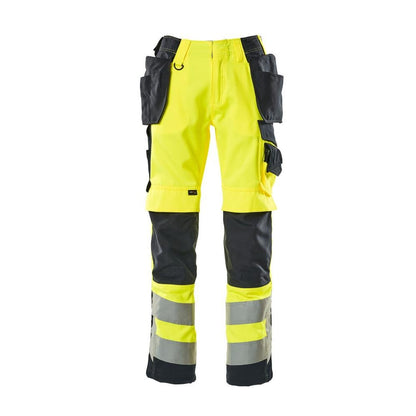 Calças artesãos MASCOT® Wigan, alta visibilidade amarelo/preto-azul