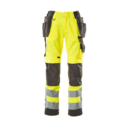 Calças artesãos MASCOT® Wigan, amarelo de alta visibilidade/antracite escuro