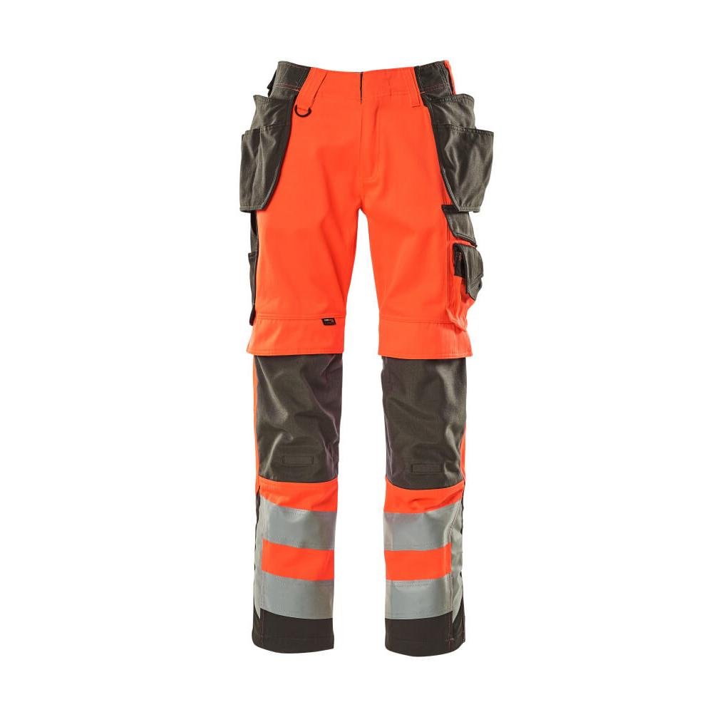 Calças artesãos MASCOT® Wigan, vermelho de alta visibilidade/antracite escuro