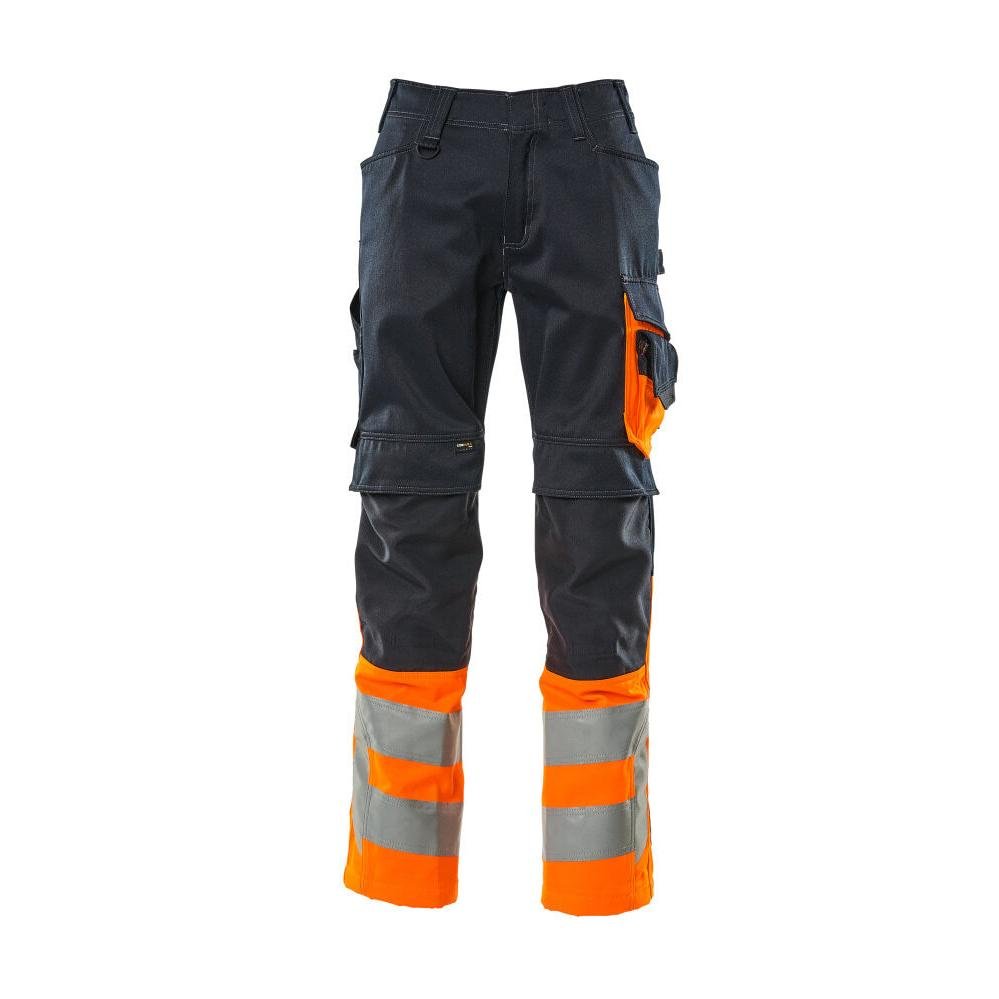 Calças MASCOT® Leeds, preto azul/laranja de alta visibilidade