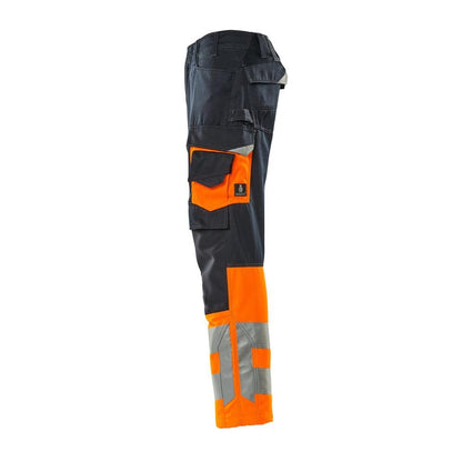 Calças MASCOT® Leeds, preto azul/laranja de alta visibilidade