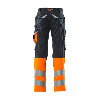 Calças MASCOT® Leeds, preto azul/laranja de alta visibilidade