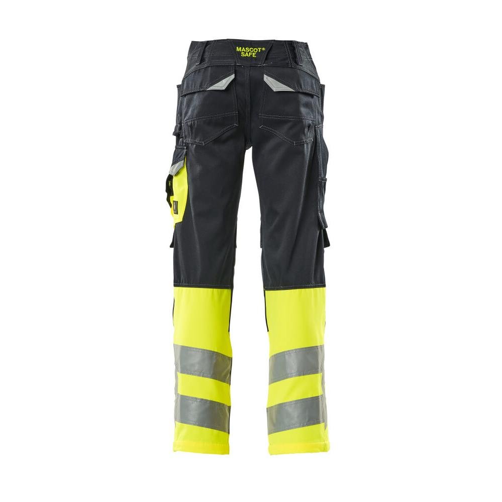 Calças MASCOT® Leeds, preto azul/amarelo de alta visibilidade