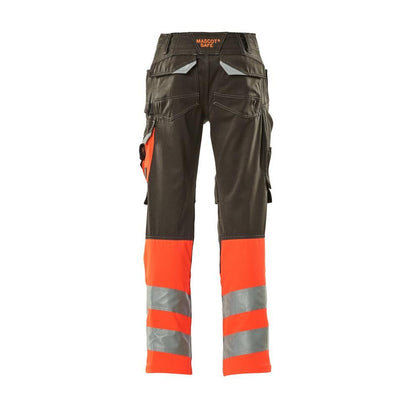 Calças MASCOT® Leeds, antracite escuro/vermelho de alta visibilidade