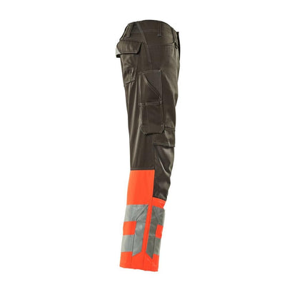 Calças MASCOT® Leeds, antracite escuro/vermelho de alta visibilidade